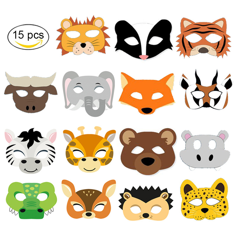15pcs/set Animal Masks Jungle  - огляд і ціна Zoo Party Games