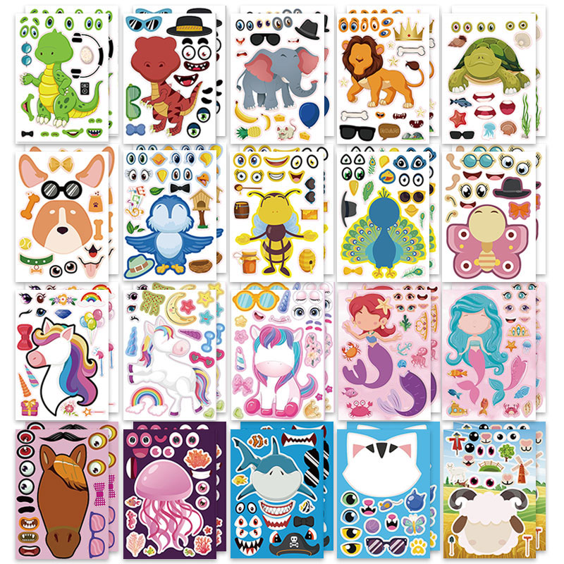 12/24 Sheets Make a Face Stick - огляд і ціна Zoo Party Games
