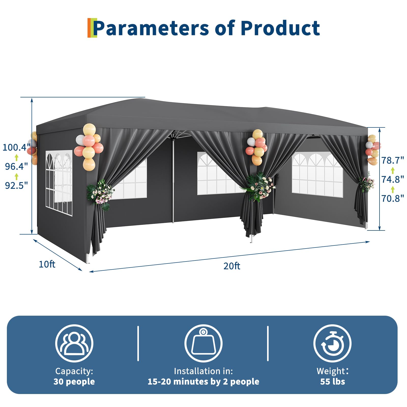 10x20 Pop Up Canopy Tent With  - огляд і ціна Party Games Indoor