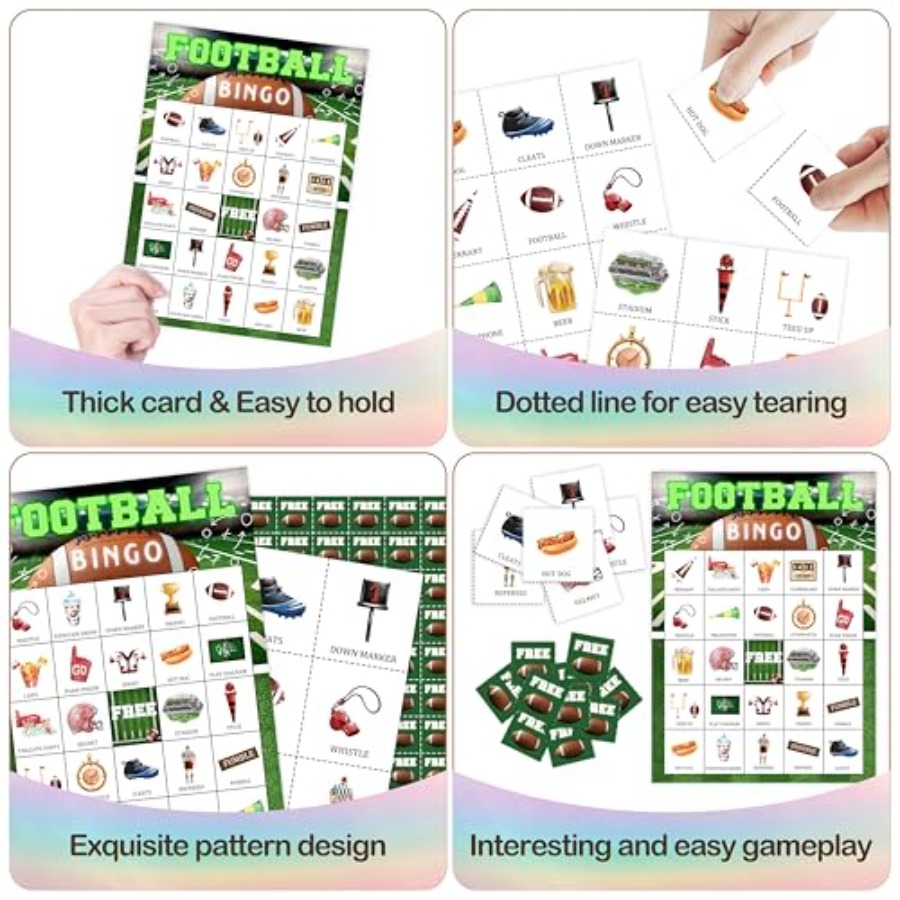 Football Party Bingo Game Card - огляд і ціна Party Games For Large Groups